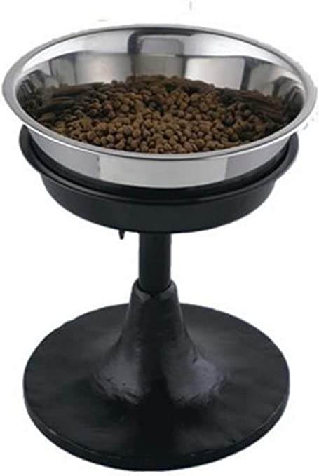 Black smart dog food bowl with stainless steel bowl